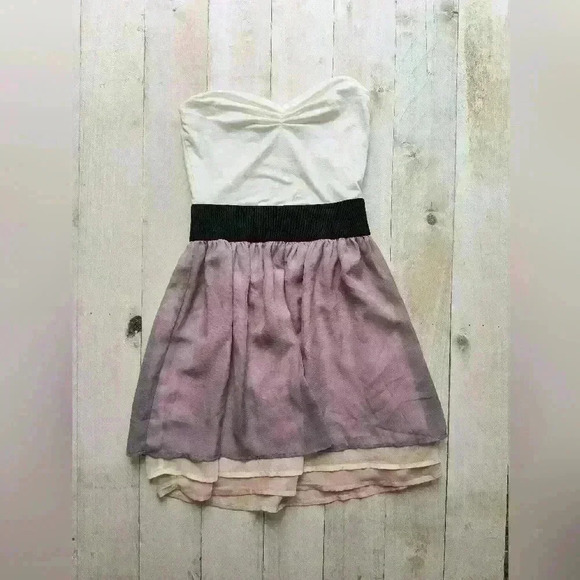 Charlotte Russe Strapless Color Block Empire Waist Mini Sheer Dress Size XS - Picture 1 of 6